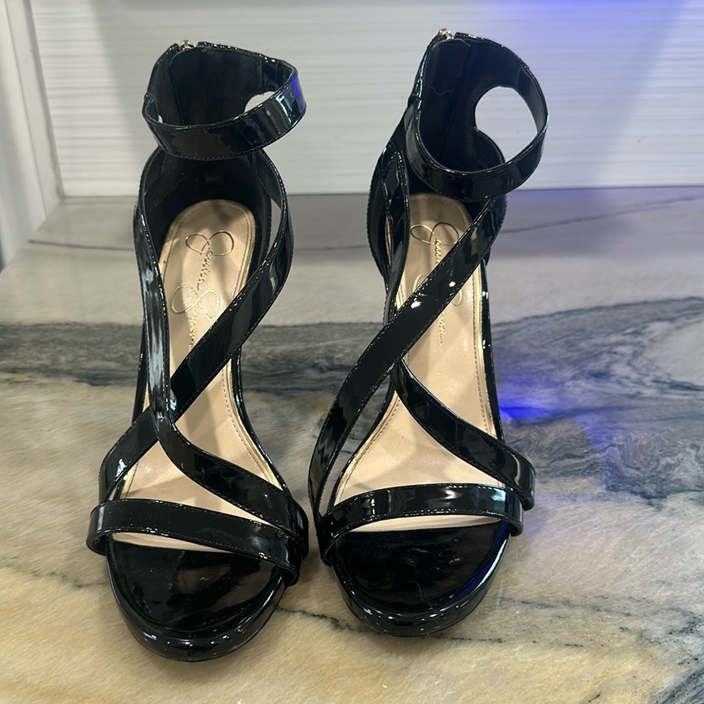 Jessica Simpson Black, 4 inch, strappy heel